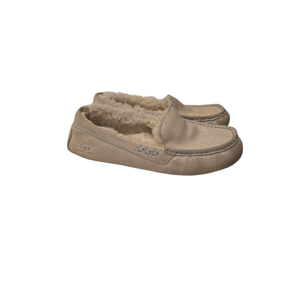 UGG Ansley Starlight Gold Shimmer Suede Slippers Loafers 1003545 Womens Size 8